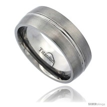 Size 13.5 - Titanium 8mm Domed Wedding Band Ring Convexed Groove Center ... - $77.00