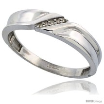 Size 11.5 - Sterling Silver Men's Diamond Wedding Band Rhodium finish, 3/16 in  - $69.26