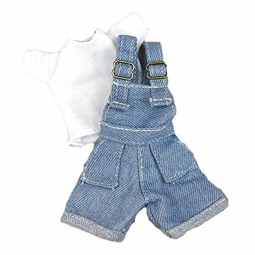 Panda Legends Handmade Doll Clothes Casual Wear White T-Shirt Blue Jeans Overall