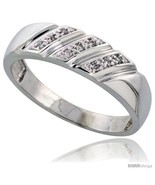 Size 10 - Sterling Silver Men&#39;s Diamond Wedding Band Rhodium finish, 1/4... - $84.09