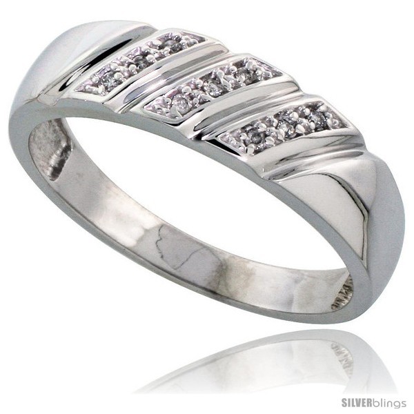 Size 13.5 - Sterling Silver Men's Diamond Wedding Band Rhodium finish, 1/4 in  - $84.09