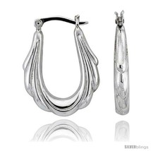 Sterling Silver High Polished Hoop Earrings, 1 1/16in  Long -Style  - $43.57