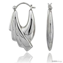 Sterling Silver High Polished Hoop Earrings, 1 1/4in  Long -Style  - $52.30