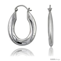 Sterling Silver High Polished Oval Hoop Earrings, 1 1/4in   - $46.49