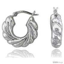 Sterling Silver High Polished Hoop Earrings, 7/8in  Long -Style  - $48.39