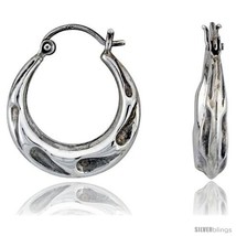 Sterling Silver High Polished Nickel size Hoop Earrings, 7/8in   - $29.00