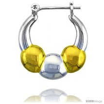 Sterling Silver Snap-down-post Hoop Earrings, w/ 2-Tone Gold Plate Accent, 1  - $60.76