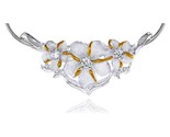 Heme sterling silver 2 tone triple plumeria flower slider pendant 1 3 8 35 mm wide thumb155 crop