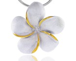 Hawaiian theme sterling silver 2 tone plumeria flower slider pendant 1 25 mm tall thumb155 crop