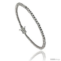 Sterling Silver CZ Tennis Bracelet 2.65 ct. size 2.5 mm stones Rhodium  - $57.33