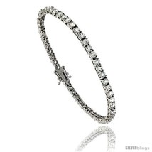 Sterling Silver CZ Tennis Bracelet 5.80 ct. size 3 mm stones Rhodium finished,  - $70.80