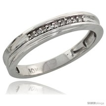 Size 8.5 - 10k White Gold Ladies&#39; Diamond Wedding Band, 1/8 in wide -Style  - £185.50 GBP