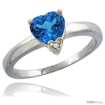 Size 9.5 - 10K White Gold Natural Swiss Blue Topaz Heart-shape 7x7 Stone  - $255.70