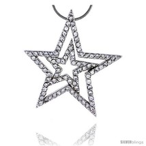 Sterling silver jeweled star pendant w cubic zirconia stones 1 7 16 37 mm tall thumb200