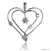 Sterling silver jeweled heart pendant w cubic zirconia stones 1 3 8 34 mm thumb200