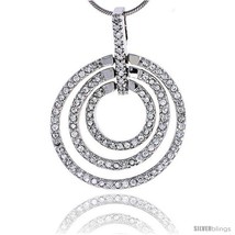 Sterling Silver Jeweled Graduated Circles Pendant, w/ Cubic Zirconia sto... - $87.89