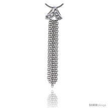 Sterling Silver Jeweled Pendant w/ Rolo Chain & Cubic Zirconia, 1 15/16in  (49  - $33.60