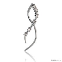 Sterling Silver Jeweled Free form Pendant, w/ Cubic Zirconia stones, 1 5/8in  (4 - $31.73