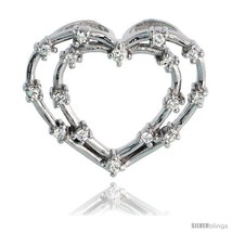 Sterling silver jeweled heart pendant w cubic zirconia stones 15 16 23 mm thumb200