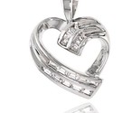 Sterling silver jeweled heart pendant w baguette cubic zirconia 3 4 20 mm thumb155 crop