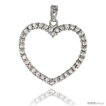 Sterling silver jeweled heart pendant w cubic zirconia stones 1 1 8 28 mm style tp6675 thumb200