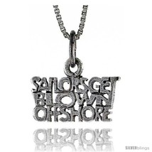 Sterling Silver Sailors Get Blown Offshore Word Necklace, W/ 18 In Box  - $44.40