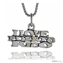 Sterling Silver I Love Puerto Rico Word Necklace, W/ 18 In Box  - $44.40