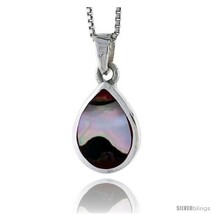 Shaped shell pendant w colorful mother of pearl inlay 3 4 20 mm tall18 thin snake chain thumb200