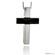 Sterling Silver Latin Cross Slider Pendant, w/ Ancient Wood Inlay, 1 7/1... - $73.37