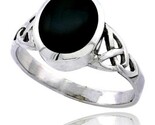 Rling silver celtic triquetra trinity knot ring oval black onyx stone 7 16 in wide thumb155 crop