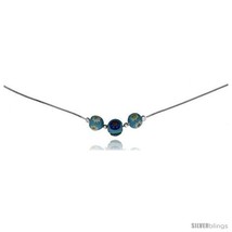 17in  Sterling Silver Italian Square Snake Chain, w/ Floral-designed Light Blue  - $42.76