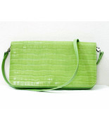 Lime Green Clutch Reptile Look Multi section Handbag - £18.99 GBP