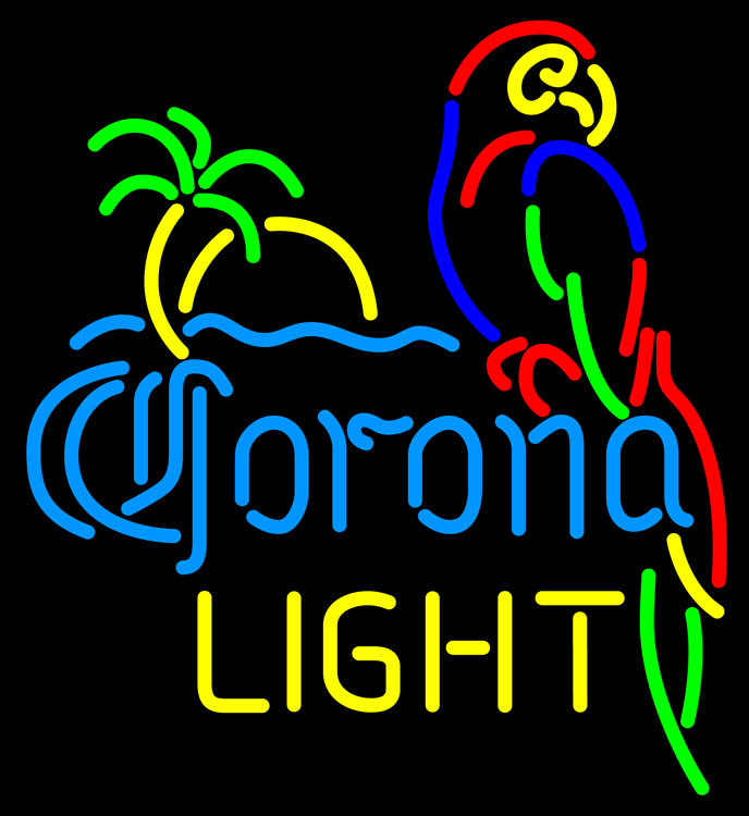 Corona Light Parrot With Palm Neon Sign - Neon