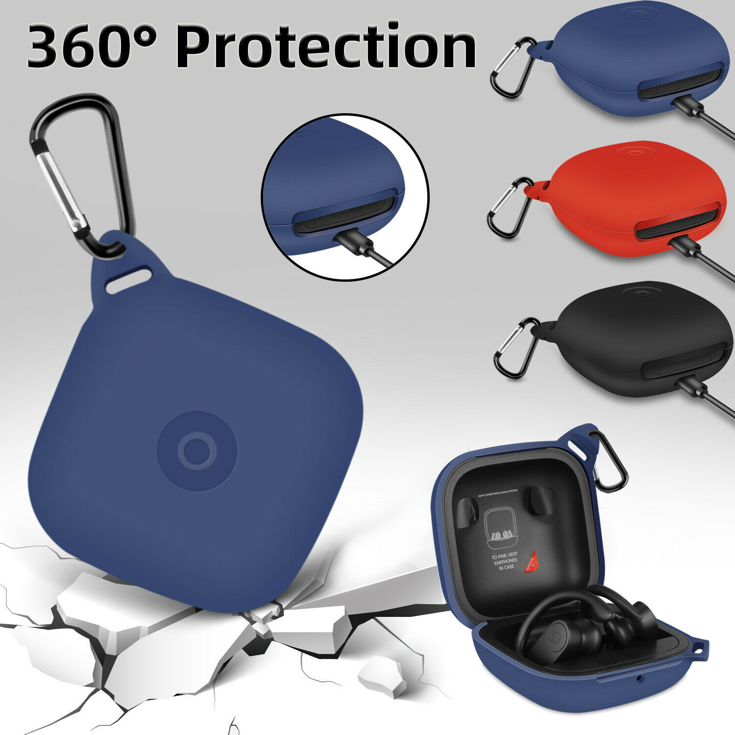 For Beats Powerbeats Pro Earphone Protector Case Full Cover Silicone