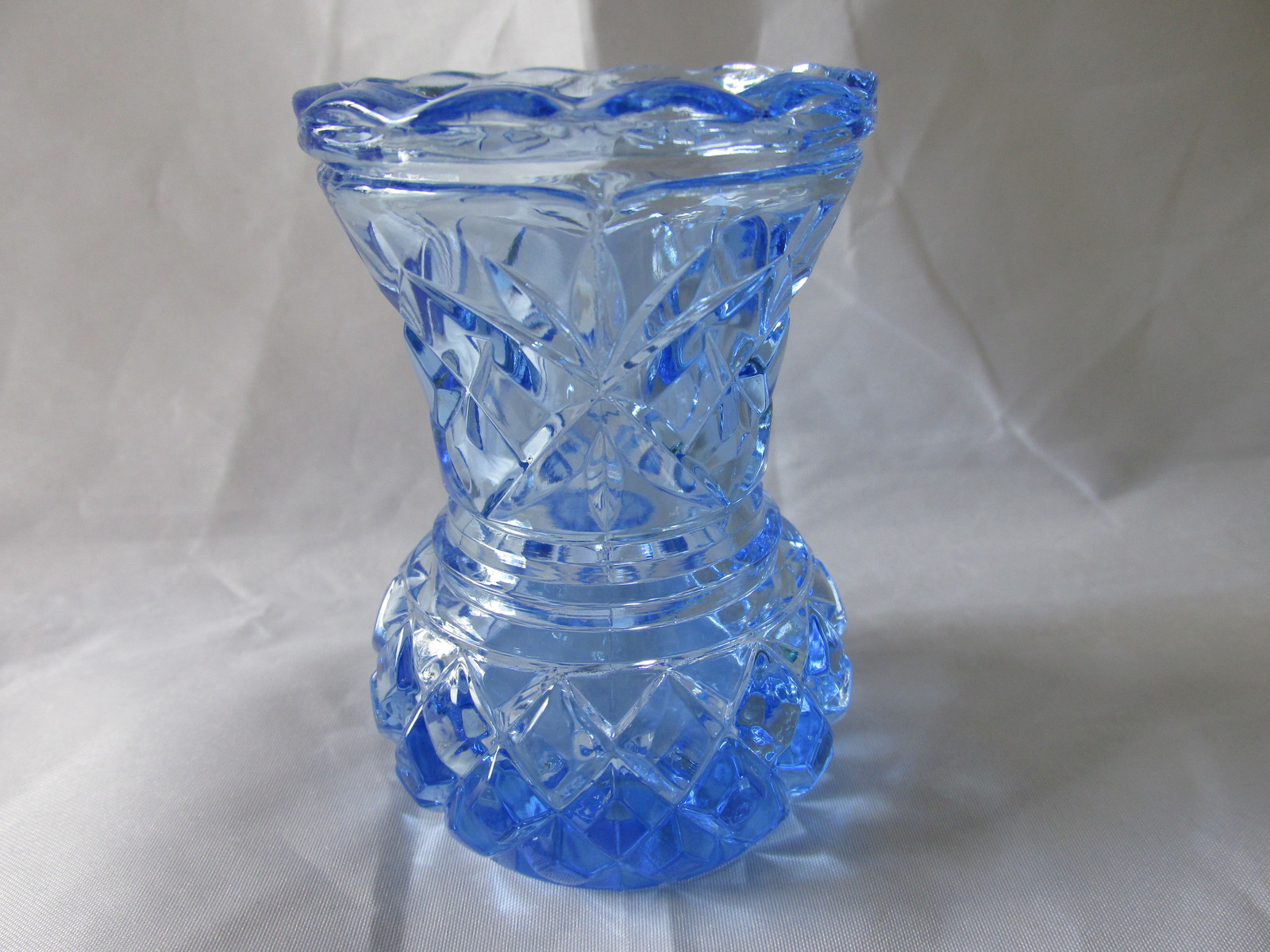 Vintage Blue & Aqua Toothpick Holders, Etched & Pressed Glass