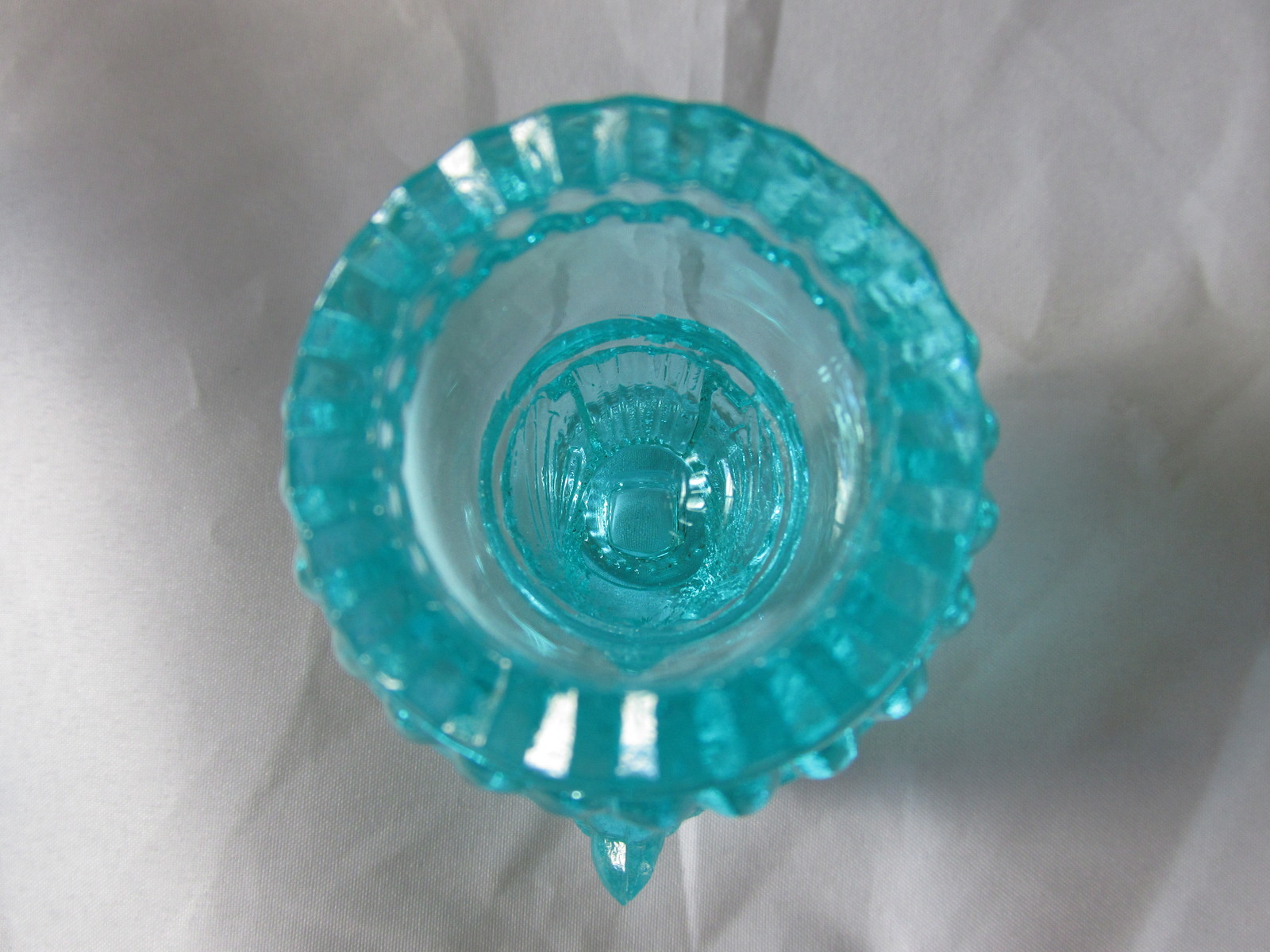 Vintage Blue & Aqua Toothpick Holders, Etched & Pressed Glass