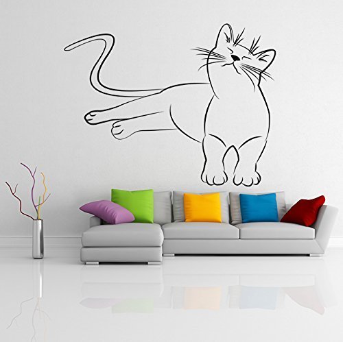Primary image for ( 71'' x 55'') Vinyl Wall Decal Cute Relaxed Cat / Happy with His Life Kitten...