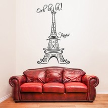 ( 42'' x 79'') Vinyl Wall Decal Eiffel Tower with Quote "Ooh La La Paris" / M... - $84.71