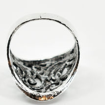 Bohemian Inspired Silver Tone Ornate Swirl Polka Dot Filigree Statement Ring image 5