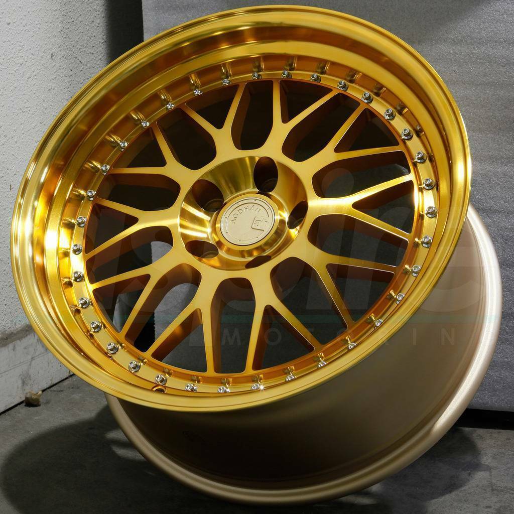 One 18x8.5 Aodhan AH02 AH2 5x112 30 Gold Machined Face Wheels Rims - Wheels