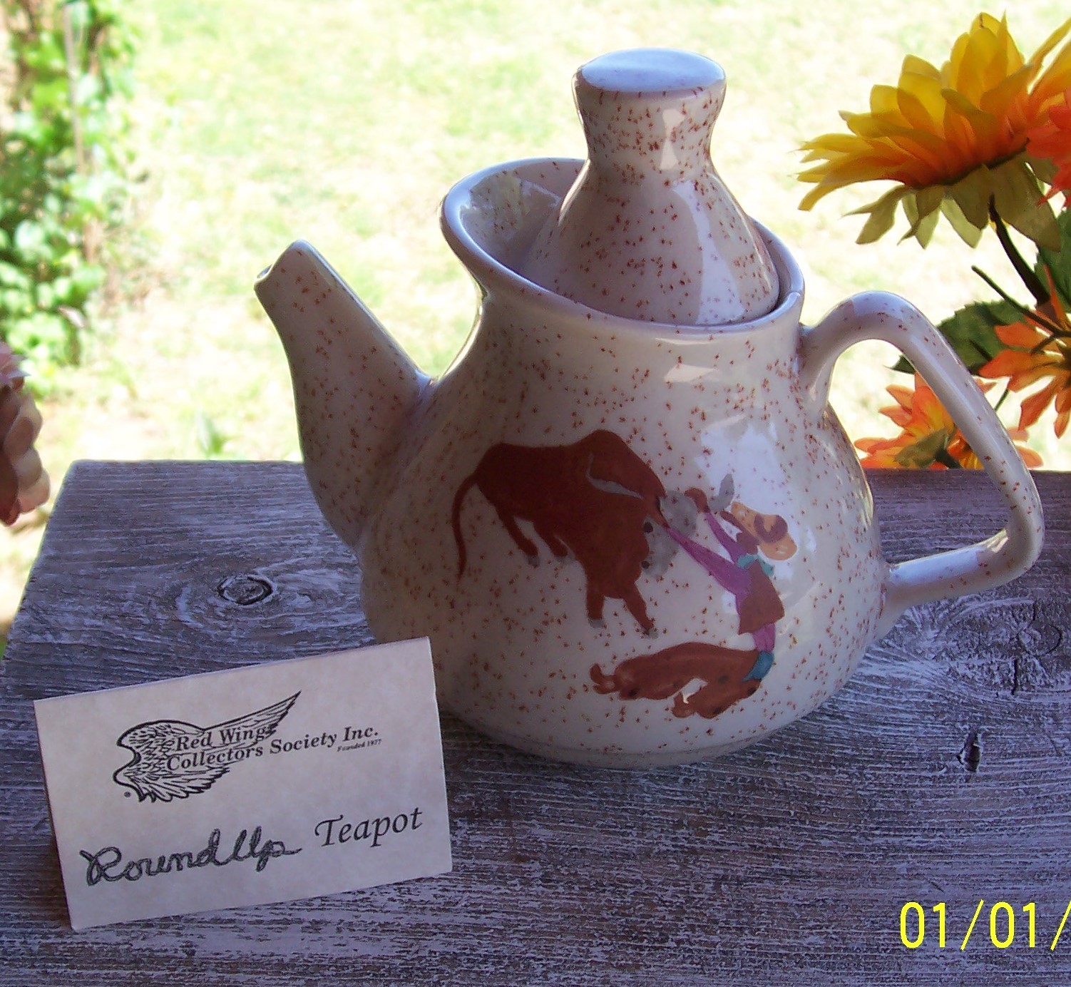 Red Wing Pottery Collectors Society 2006 Round Up Teapot,Tea Pot 