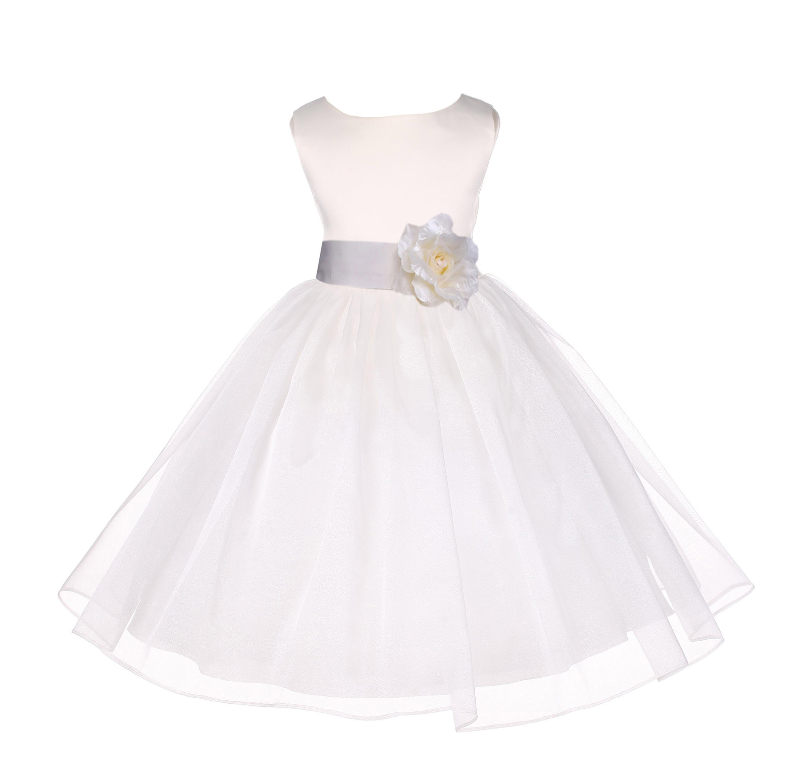 Ivory pageant organza tiebow Flower Girl dress wedding recital ...