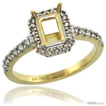 Size 5.5 - 14k Gold Semi Mount (for 7x5 Emerald Cut Stone) Engagement Ri... - $635.98