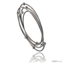 Stainless Steel Cable Bracelet 2 mm thick, w/ 4 mm Beads & 5 mm Ball-ends, 7  - $13.71