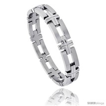 Stainless Steel Men's Bracelet, w/ Bars & Crosses 1/2 in wide, 8 in  - $29.58