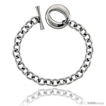 Stainless Steel Large Oval Toggle Clasp Cable Link Bracelet 7/8 in wide, 8.25  - $16.62