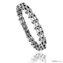 Stainless Steel Men's Railroad Link Bracelet, 3/8 in wide, 8.25  - $20.65