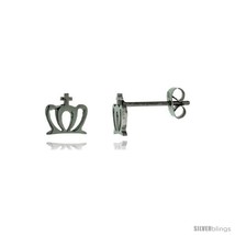 Stainless Steel Tiny Crown Stud Earrings 5/32 in  - $10.77