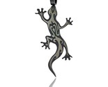 Tainless steel tribal gecko pendant 2 tone blackened 2 in 50 mm tall w 30 in chain thumb155 crop