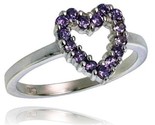 2 in 11 mm wide ladies heart cut out ring brilliant cut amethyst colored cz stones thumb155 crop